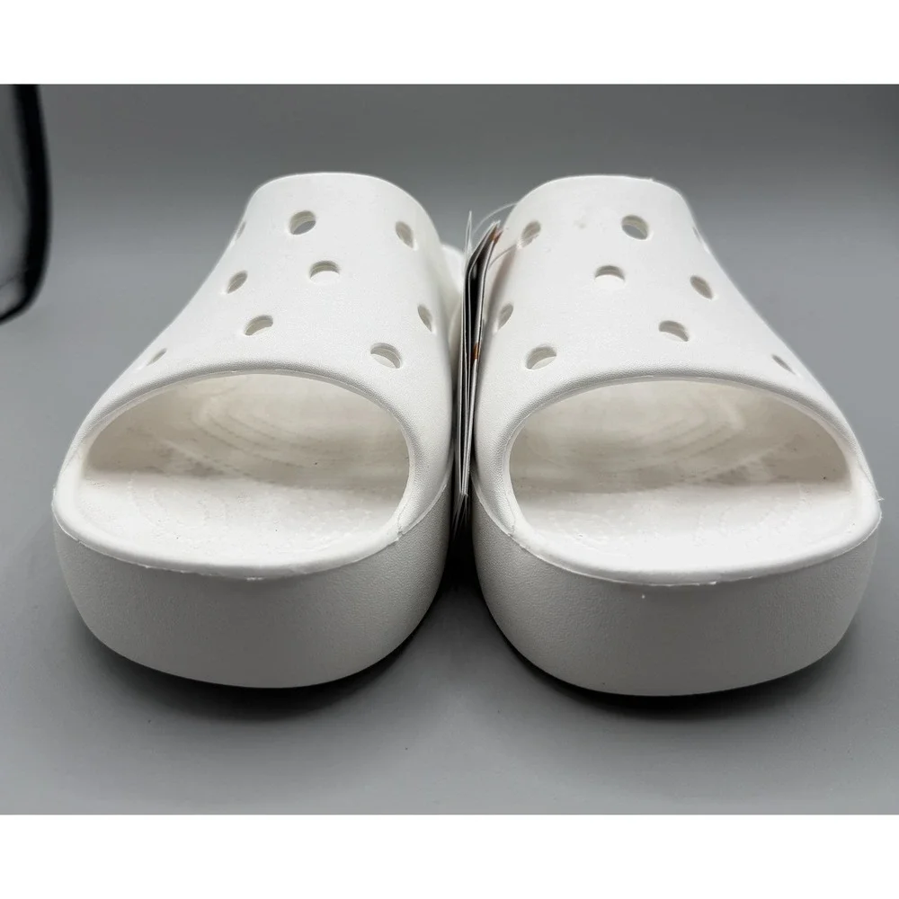 Crocs Classic Platform Slide White Womens Size 11 Casual Sandals Slippers NEW